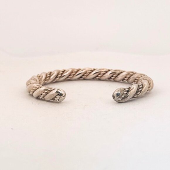 Vintage Sterling Silver 925 Twisted Rope Cuff Bracelet 5.25” Estate Jewelry - Picture 3 of 9